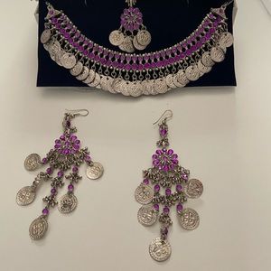Costume jewelry 3 piece set silver and purple